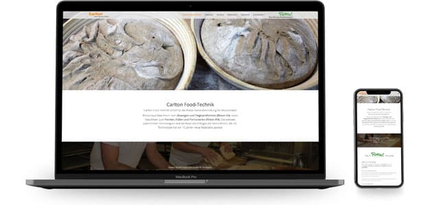 Webdesign Beispiele für Handel | Retail | B2B: Carlton Food Technik made by eyelikeit - visual solutions