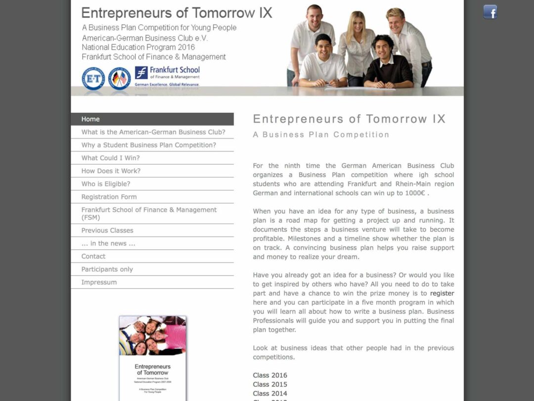 Webdesign Beispiel für Education - Entrepreneurs of Tomorrow