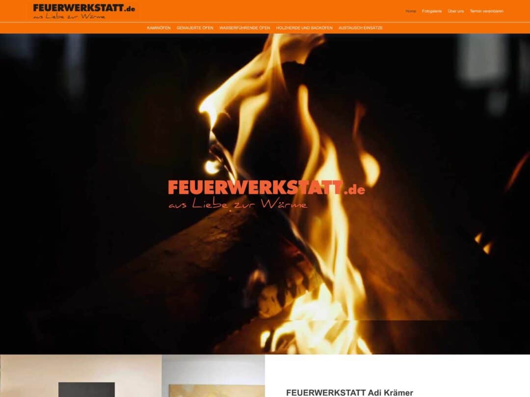 Webdesign Beispiel - Feuerwerkstatt - aus Liebe zur Wärme