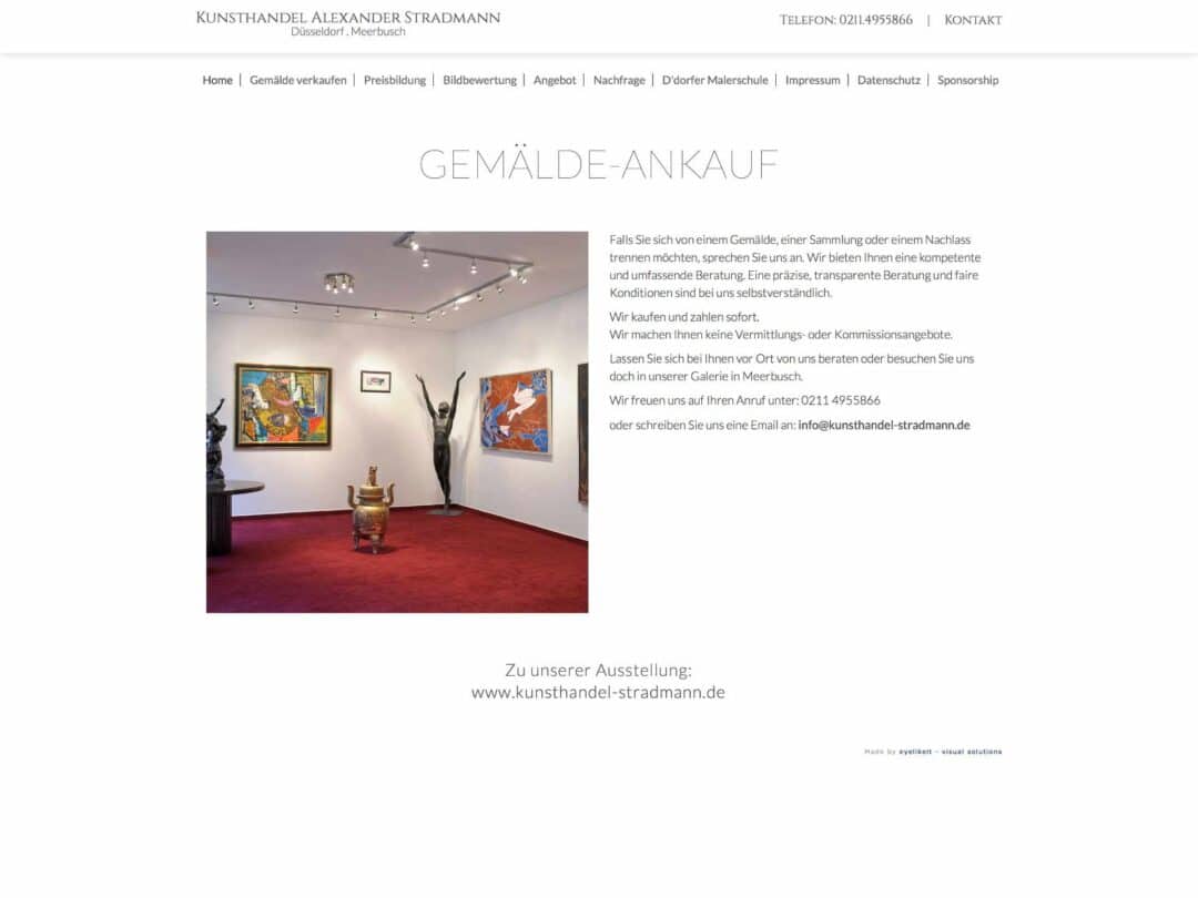 Webdesign für die Kunst - Kunsthandel Alexander Stradmann, Gemälde Ankauf Düsseldorf